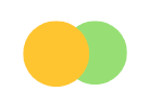 Logo simple con dos círculos, uno amarillo y uno verde. Centre Psicológico Pàdua Barcelona.